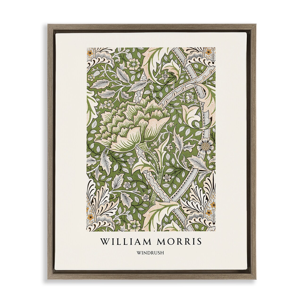 Stupell Industries William Morris Windrush Pattern Black Framed Floater Canvas Wall Art, design by Vintage Hustle